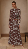 Ellita Maxi Skirt Chocolate Blue Print