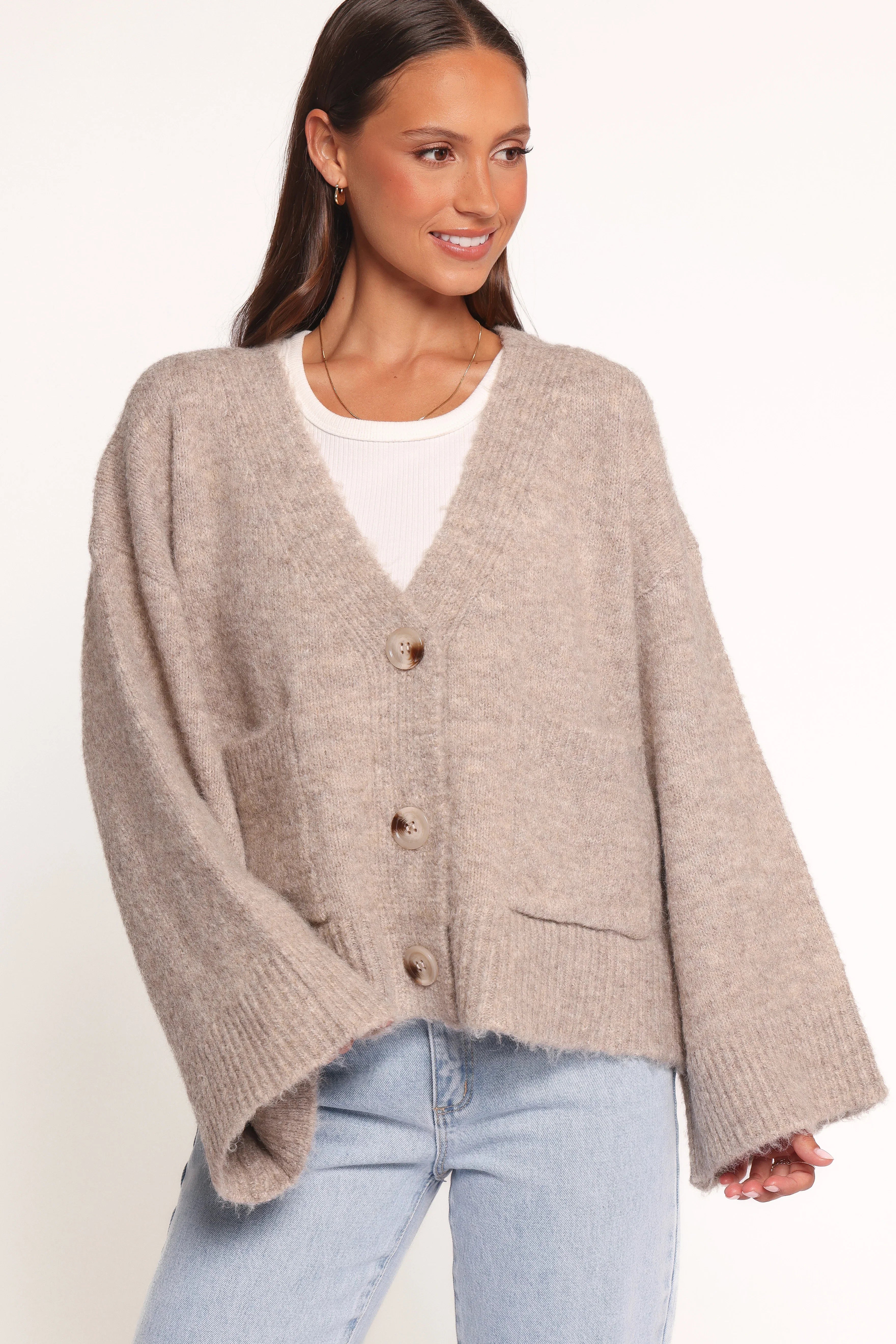 Fern Wide Sleeve Cardigan Mushroom
