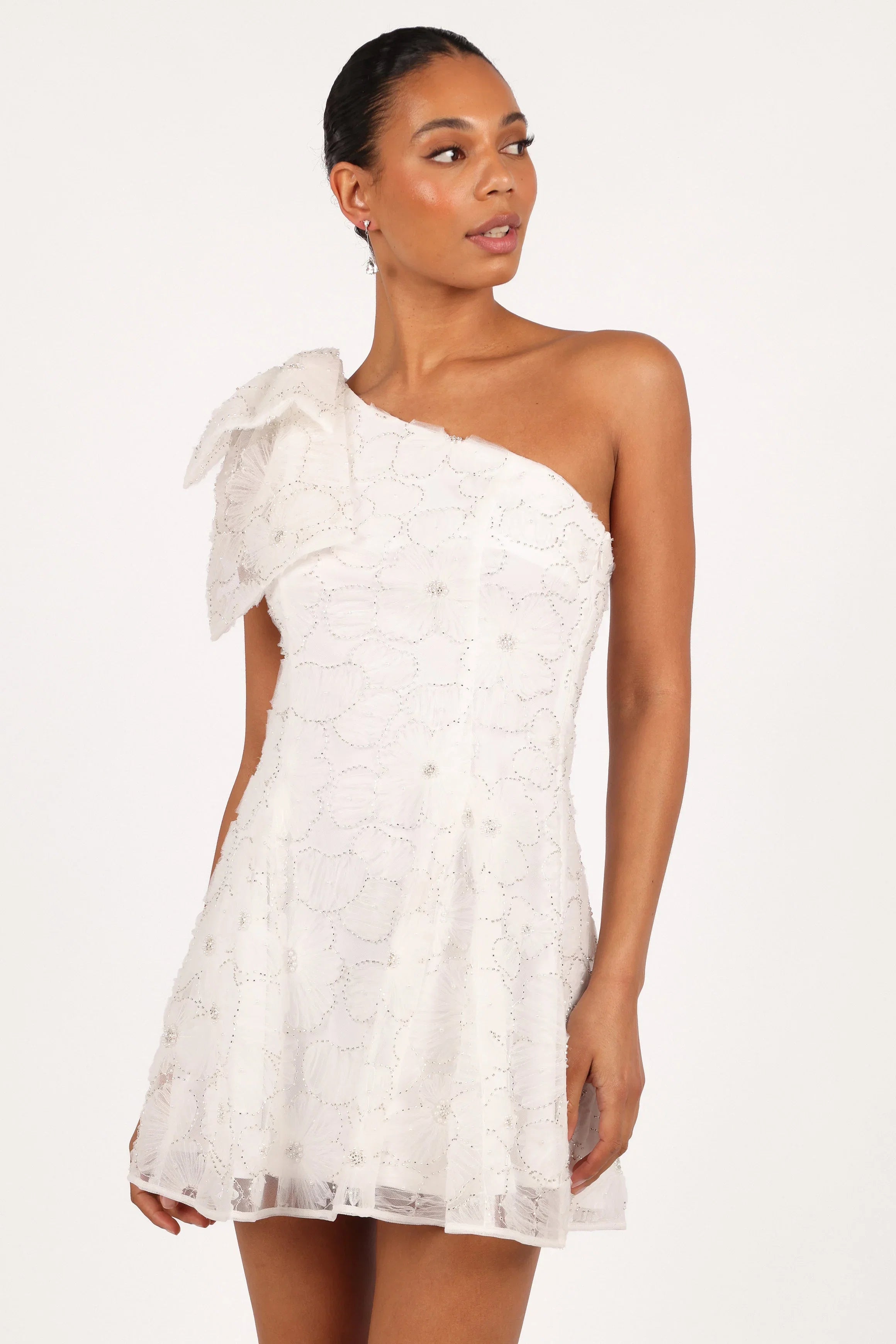 Ashly Off Shoulder Mini Dress White