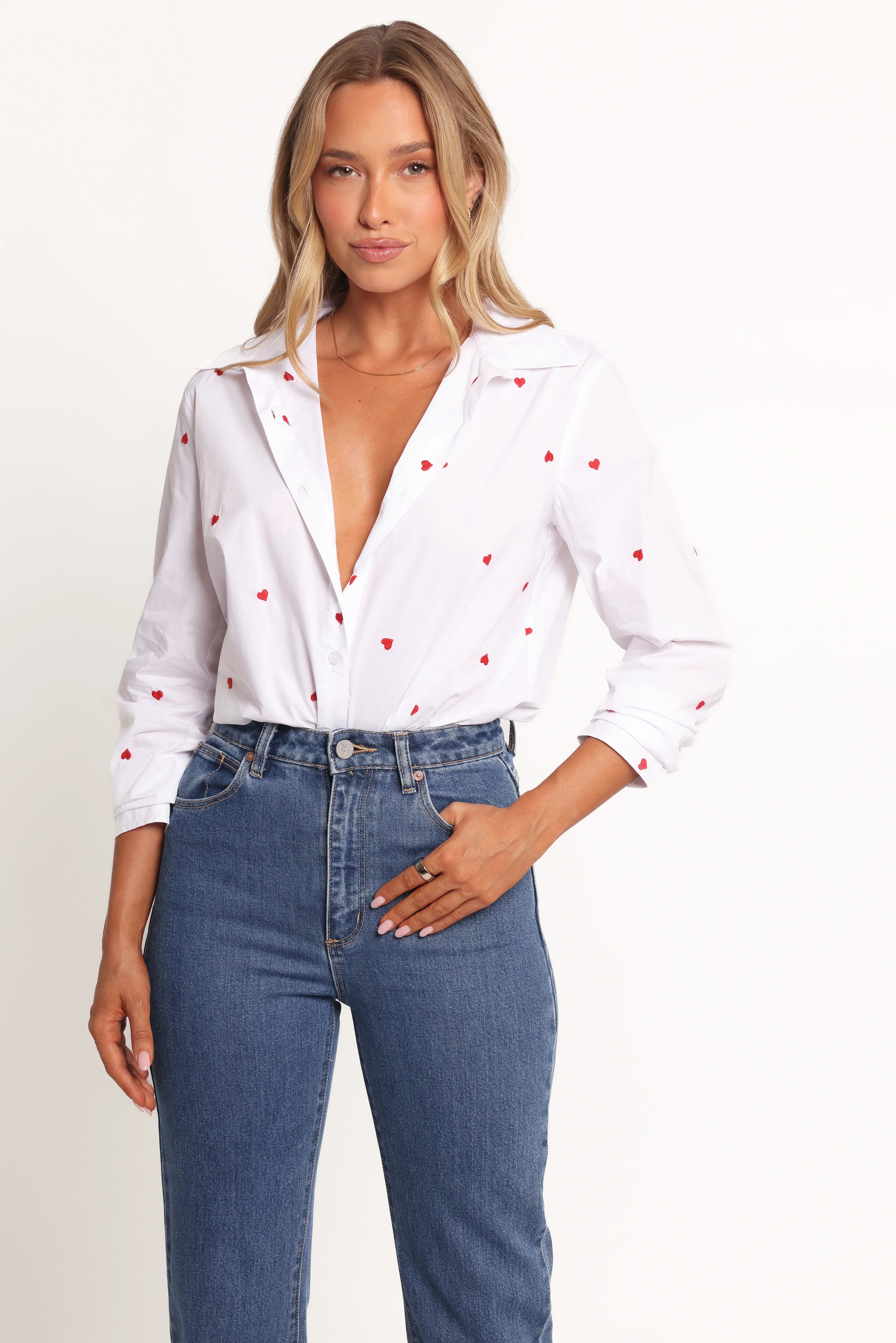 Cyra Heart Top White Red