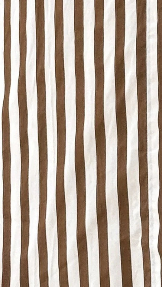 Zoah Long Sleeve Button Up Shirt Choc Champagne Stripe