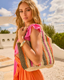 Sunswept Form Striped Straw Tote Bag