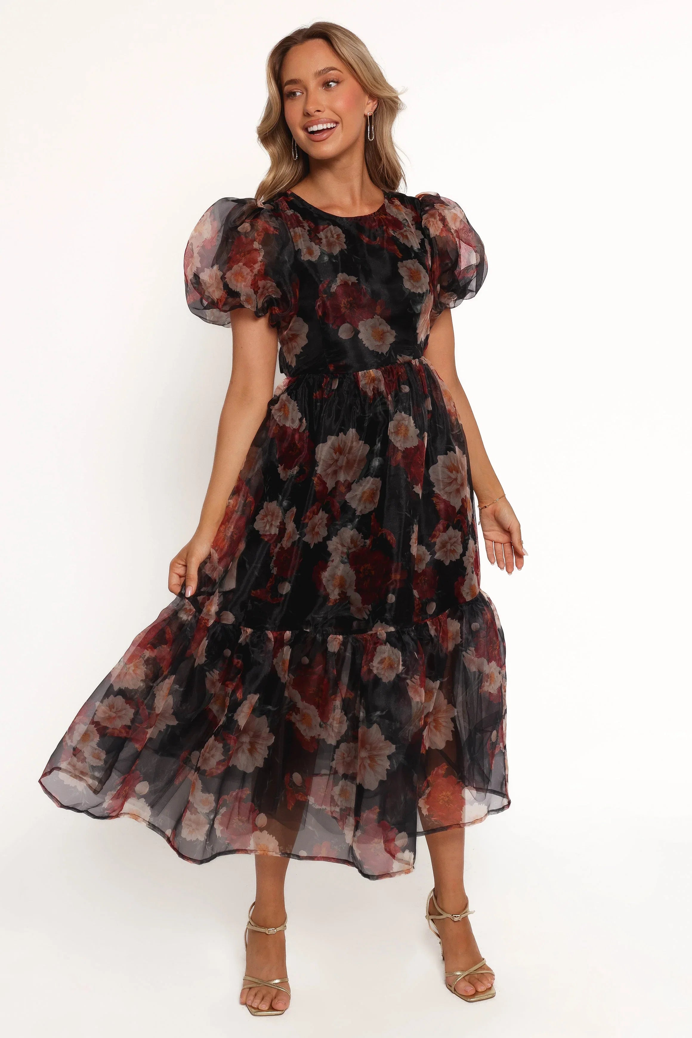 Elspeth Midi Dress Black Floral