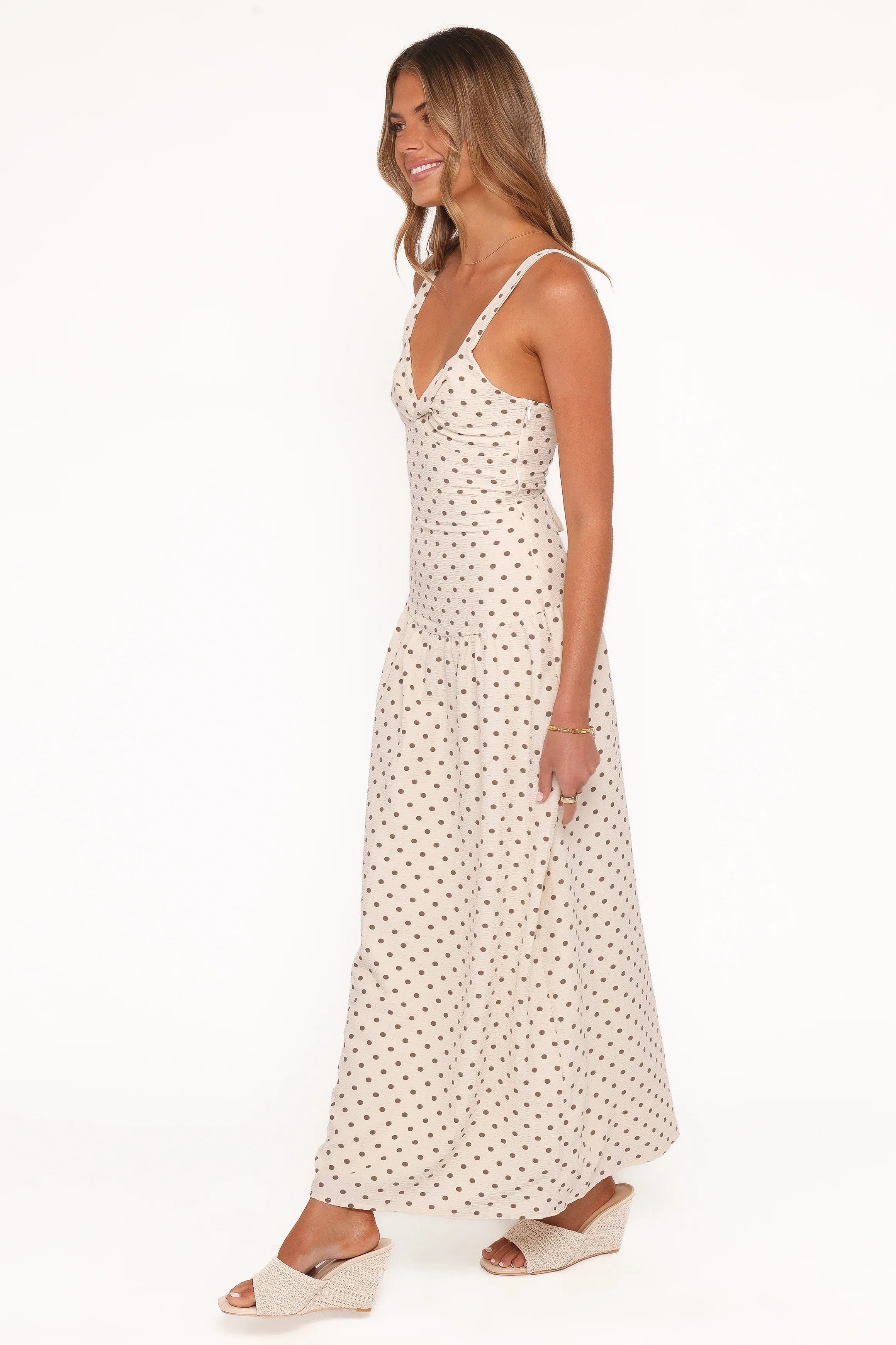 Sophina Midi Dress Brown Polka Dot