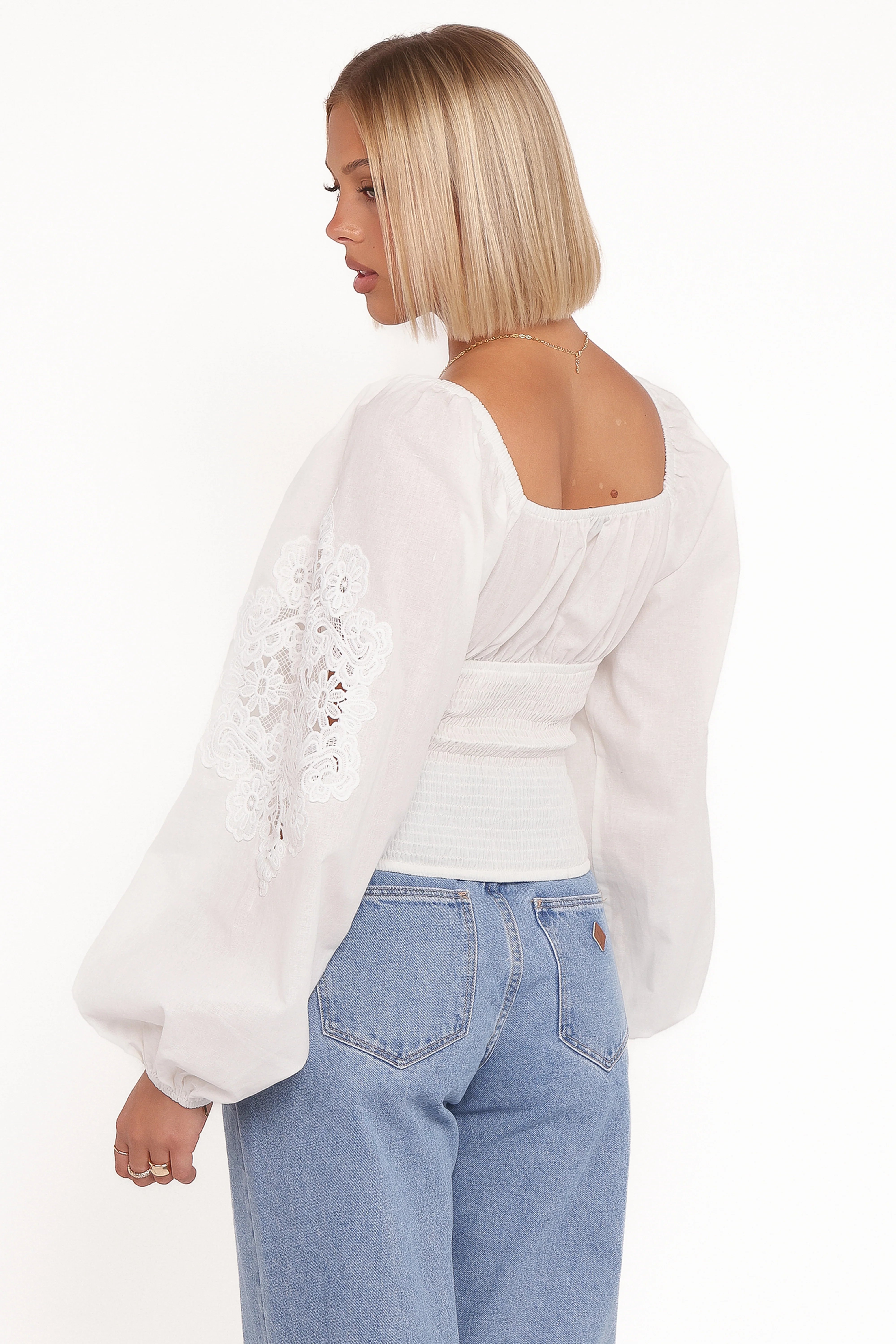 Angelica Long Sleeve Top White