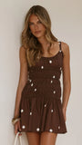 Vida Mini Dress Brown White Spot