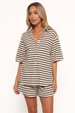 Alden Cotton Knit Set Beige Black Stripe