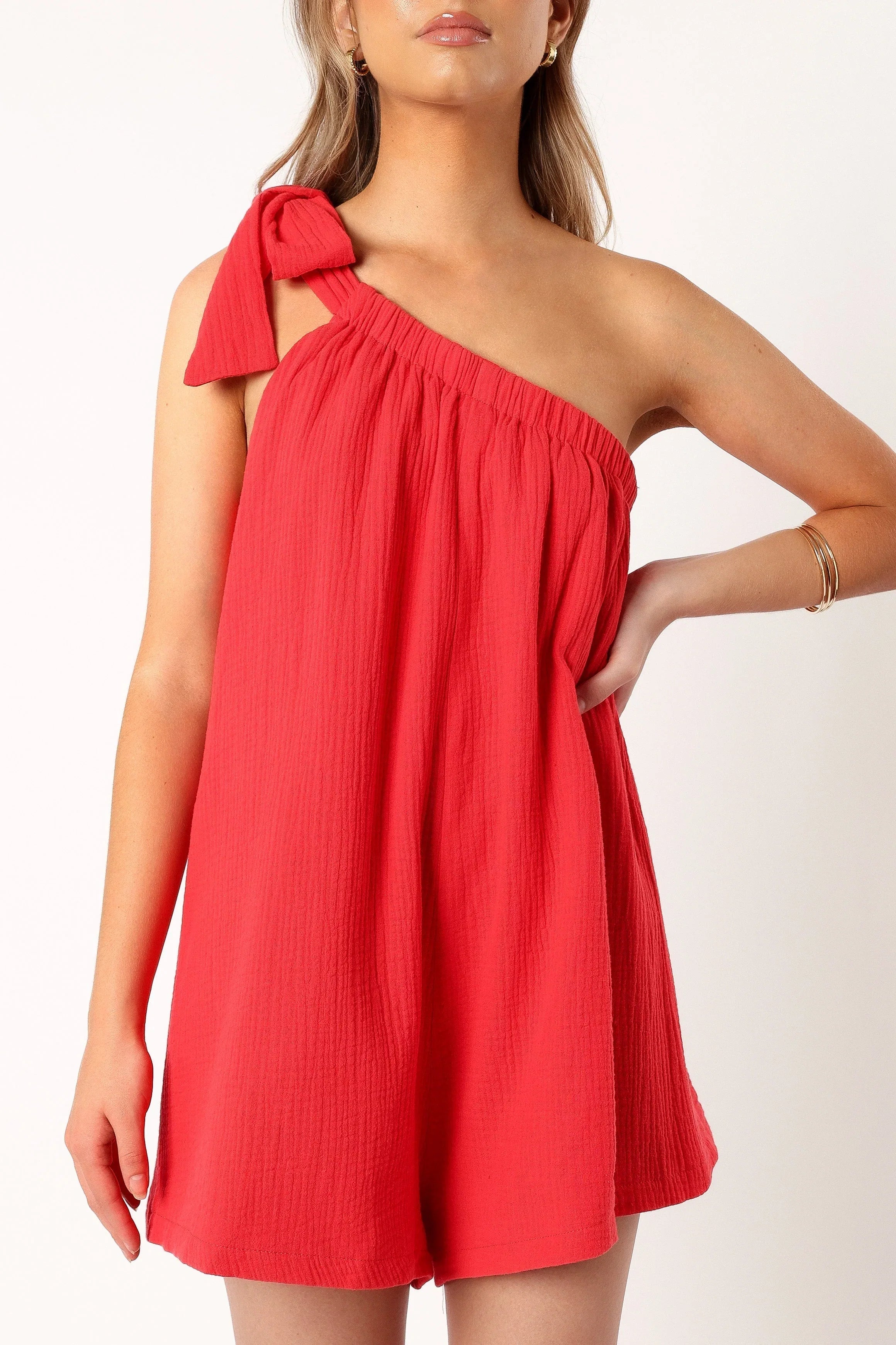 Miffy One Shoulder Romper Red