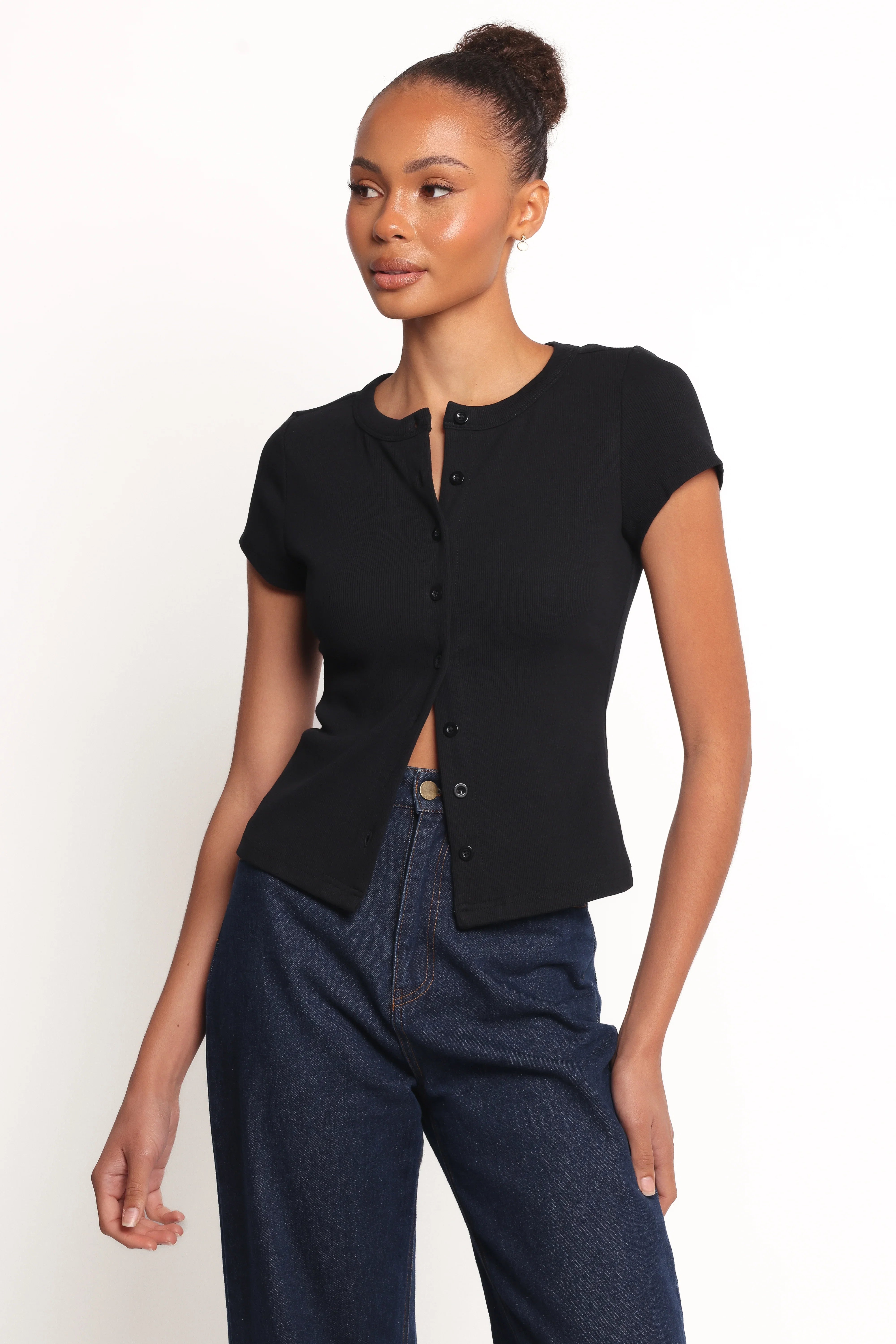 Tylarah Short Sleeve Cardigan Top Black