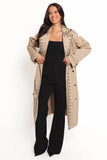Grayson Embroidered Trim Trench Coat Taupe