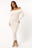 Archie Off the Shoulder Midi Dress White