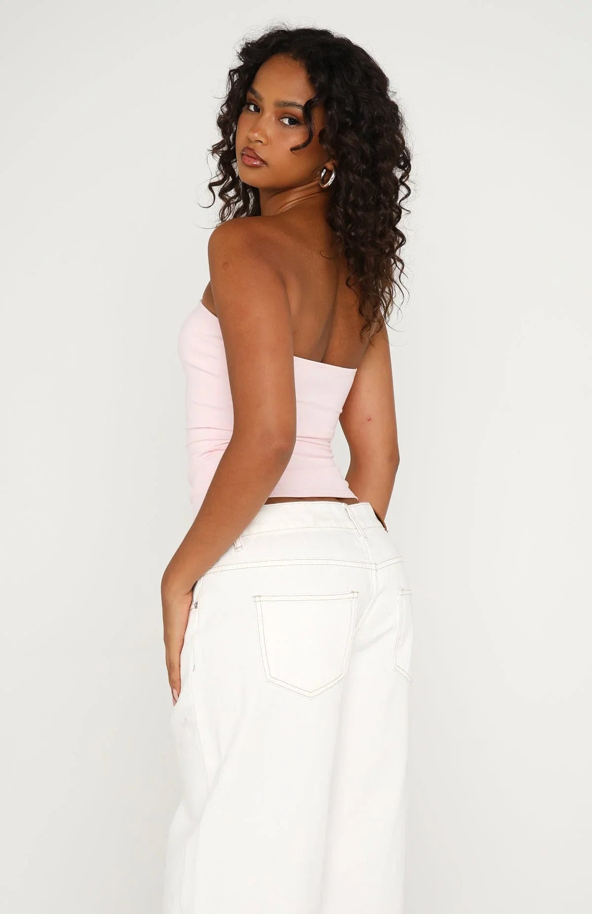 Tiny Drama Strapless Top Baby Pink