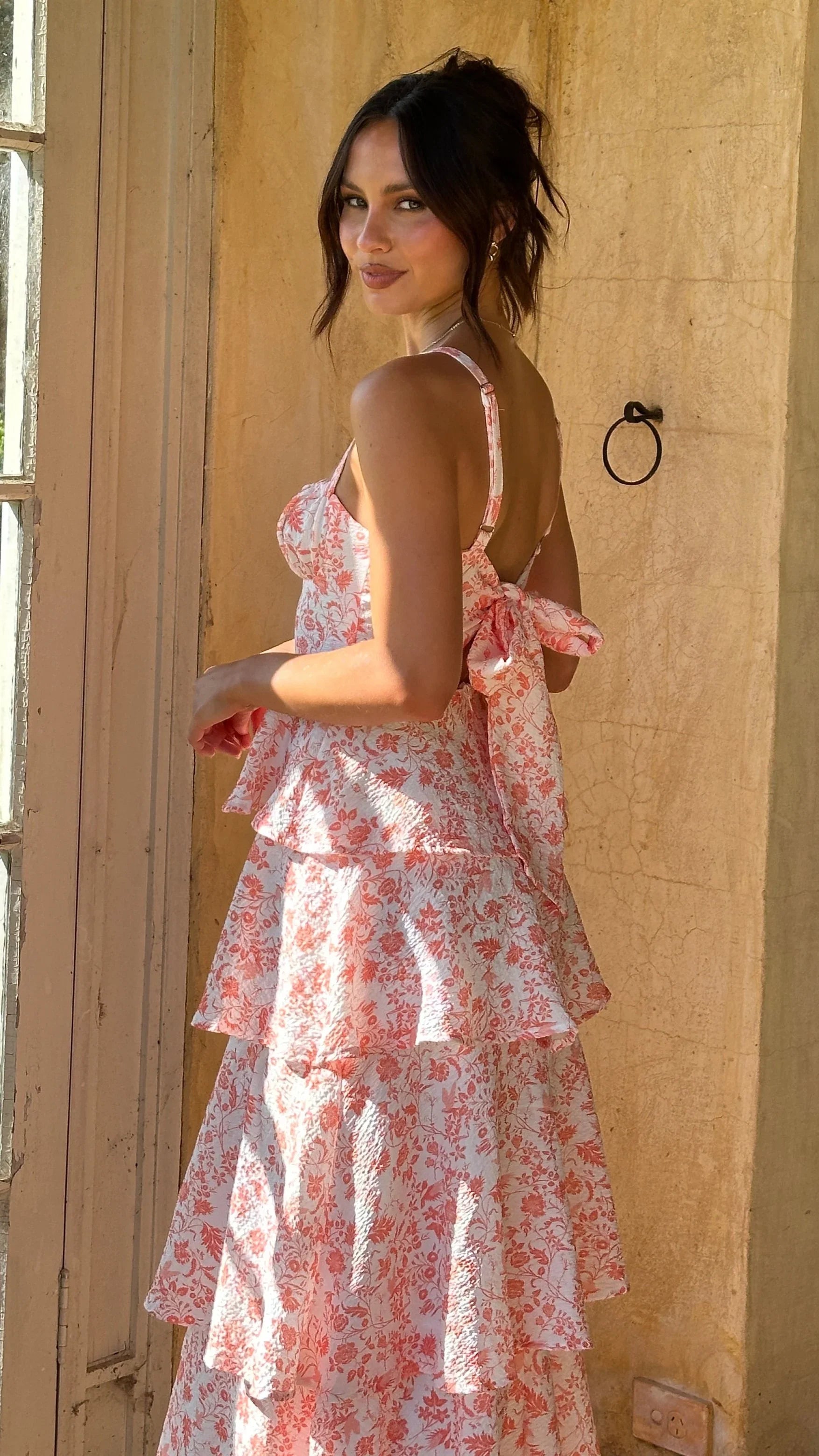 Page Maxi Dress Peach Floral