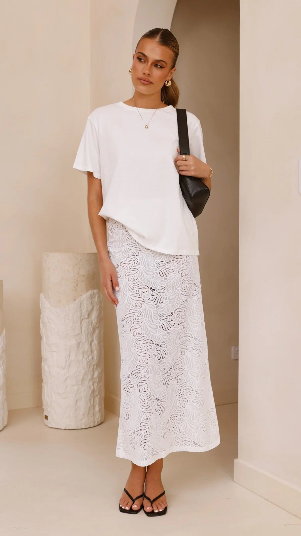 Louisa Lace Maxi Skirt White