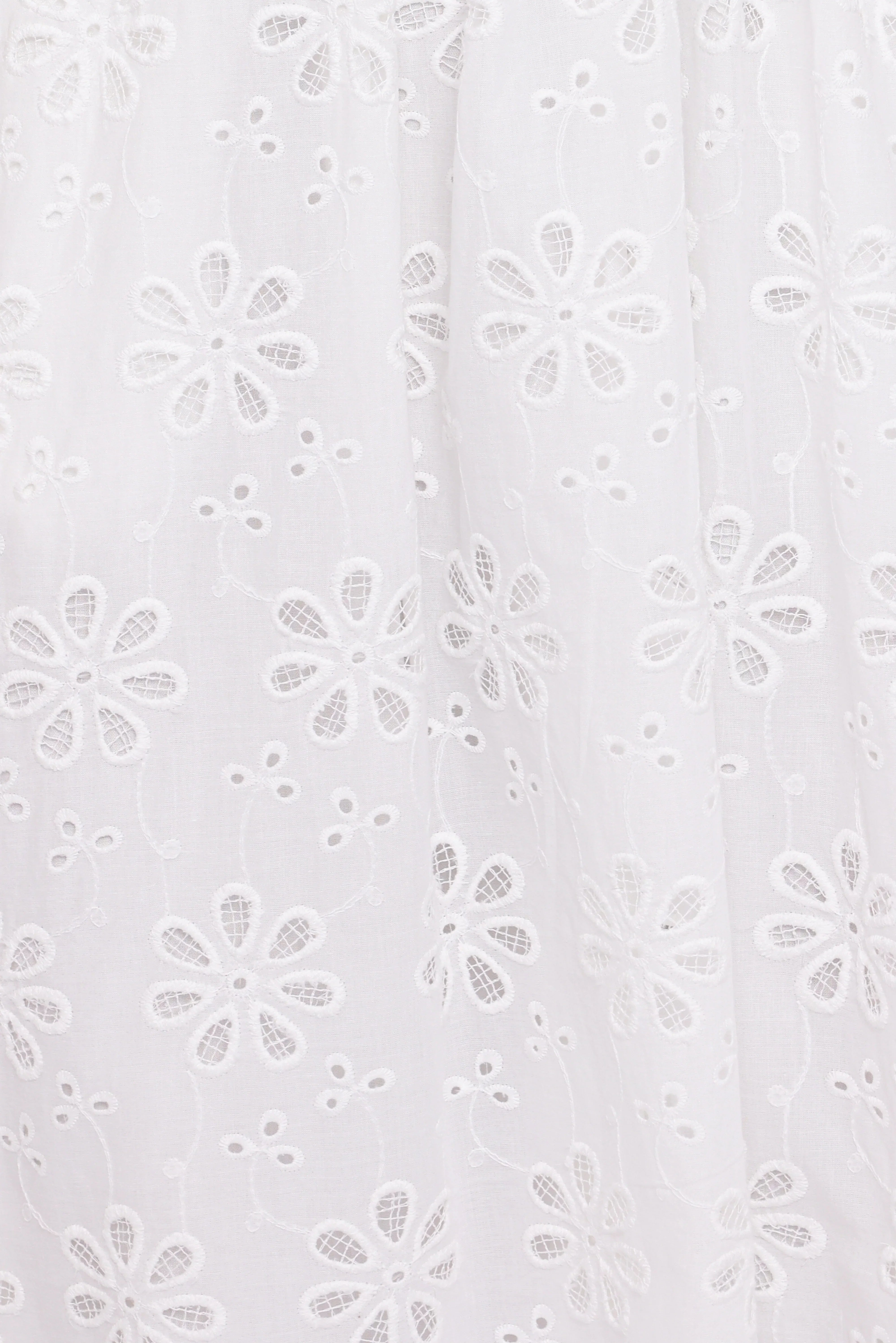 Clo Puff Sleeve Midi Dress White Broderie