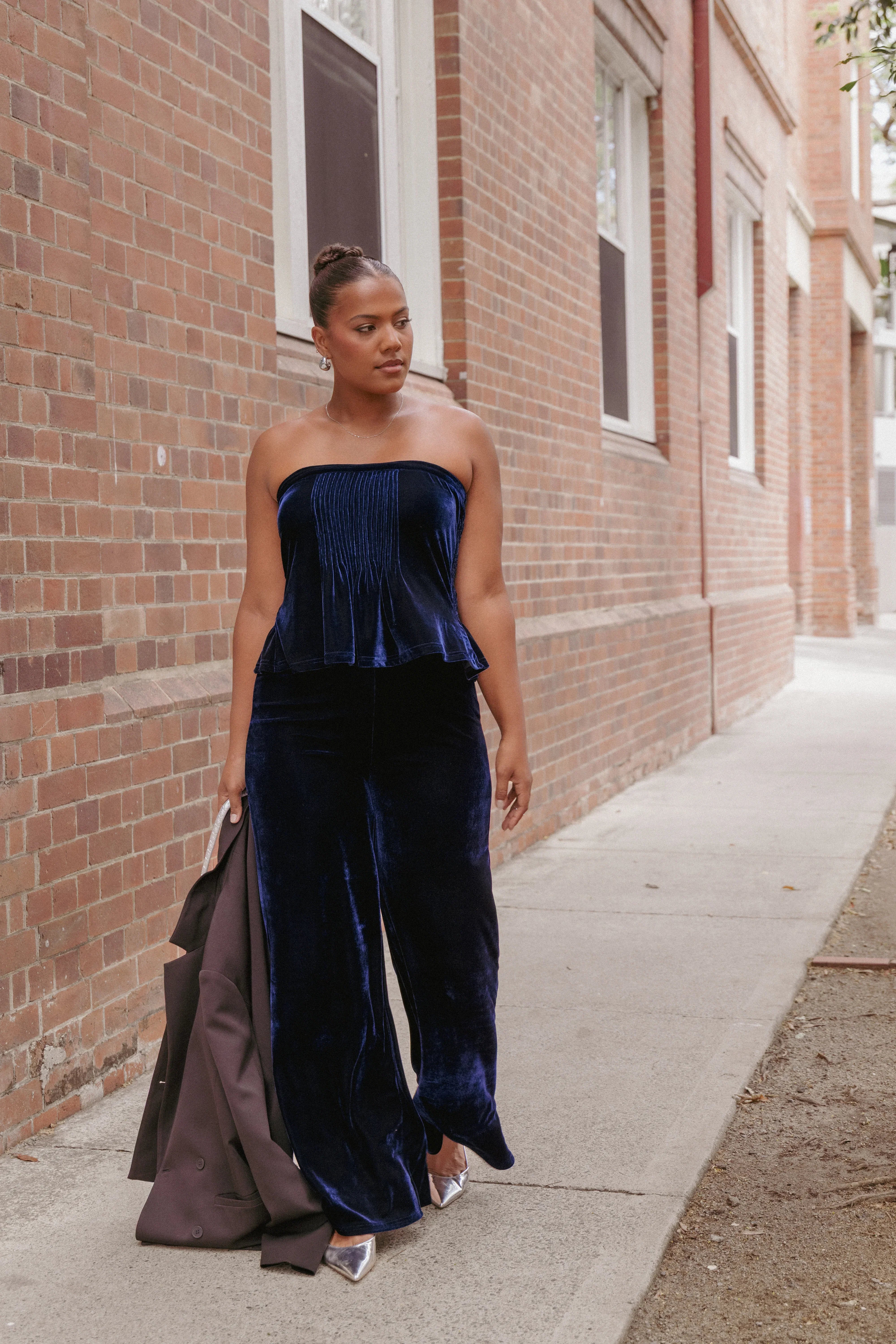 Sutton Strapless Pant Set Midnight Blue Velvet