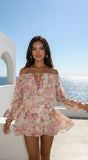 Cyrene Floral Off Shoulder Mini Dress Floral Pink