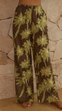 Kailani Strapless Top and Pants Set Brown Green Palm