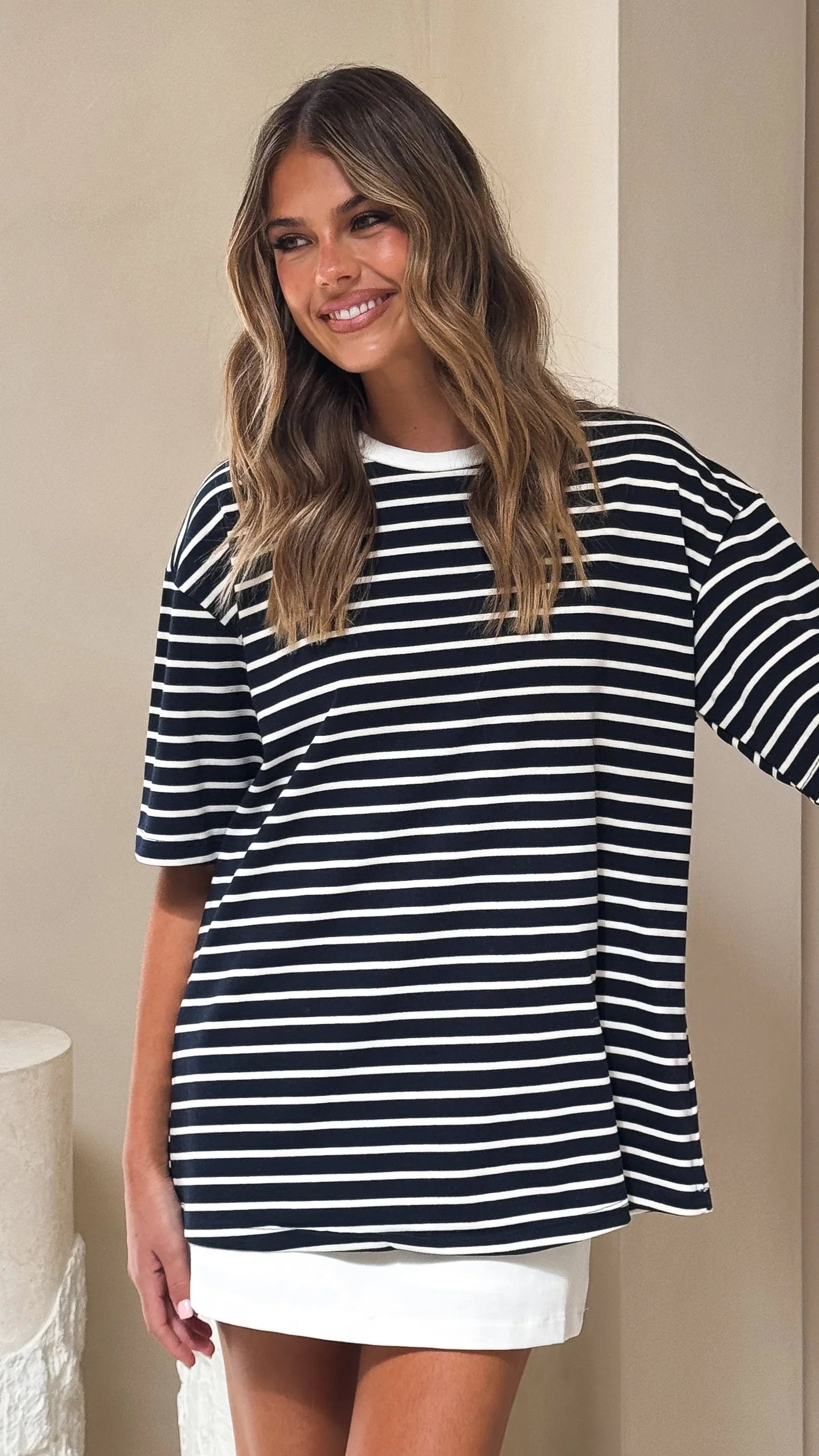 Jeto Oversized Tee Navy White