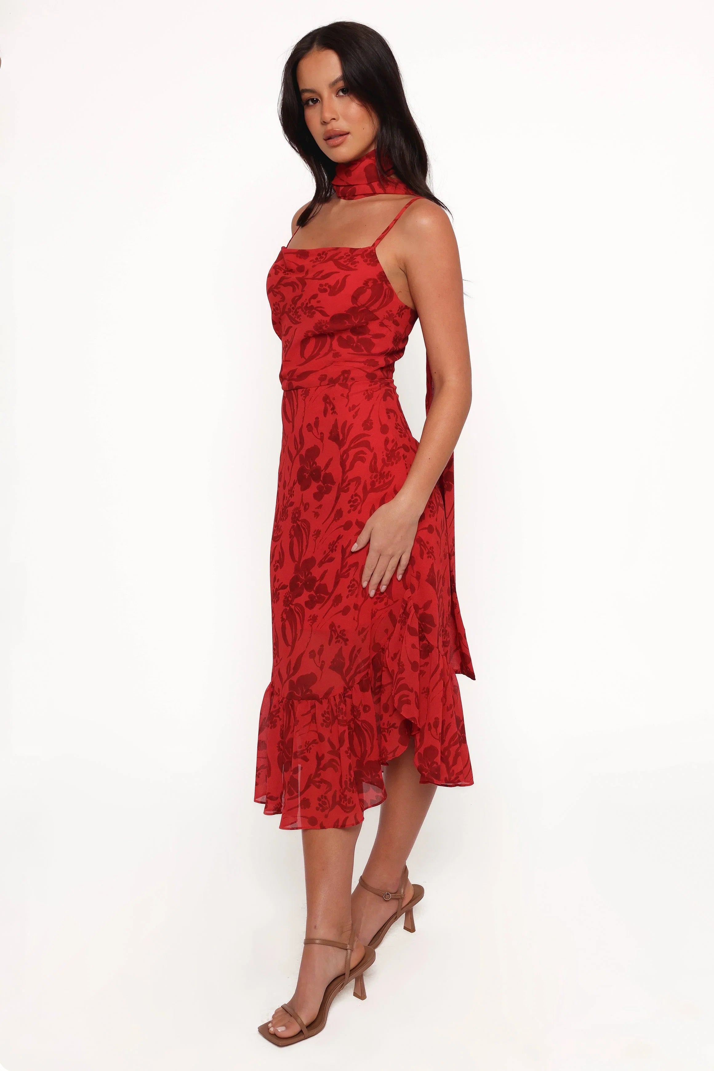 Francesca Midi Dress Red Floral