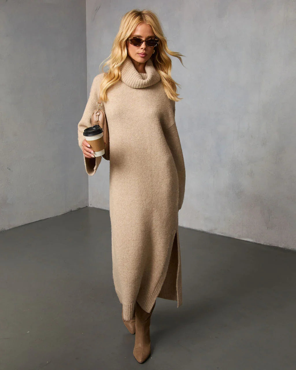 Roselle Turtleneck Midi Sweater Dress