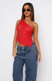 Its A Love Story Lace Top Red