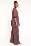 Wilda Knit Pant Burgundy Cream Stripe