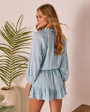 Salty Breeze Pleated Drawstring Waist Romper