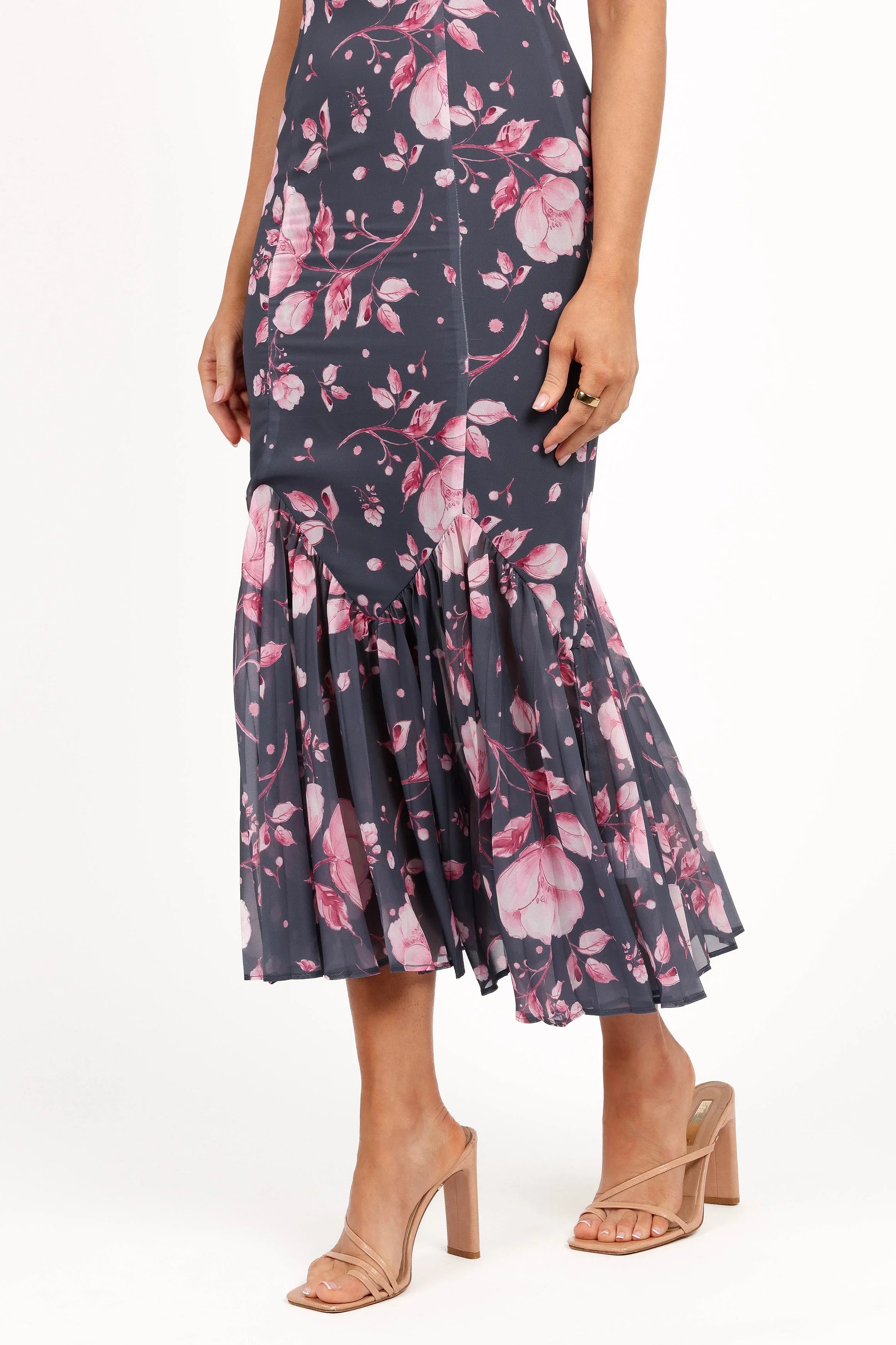 Ashton Midi Dress Steel Gray Floral
