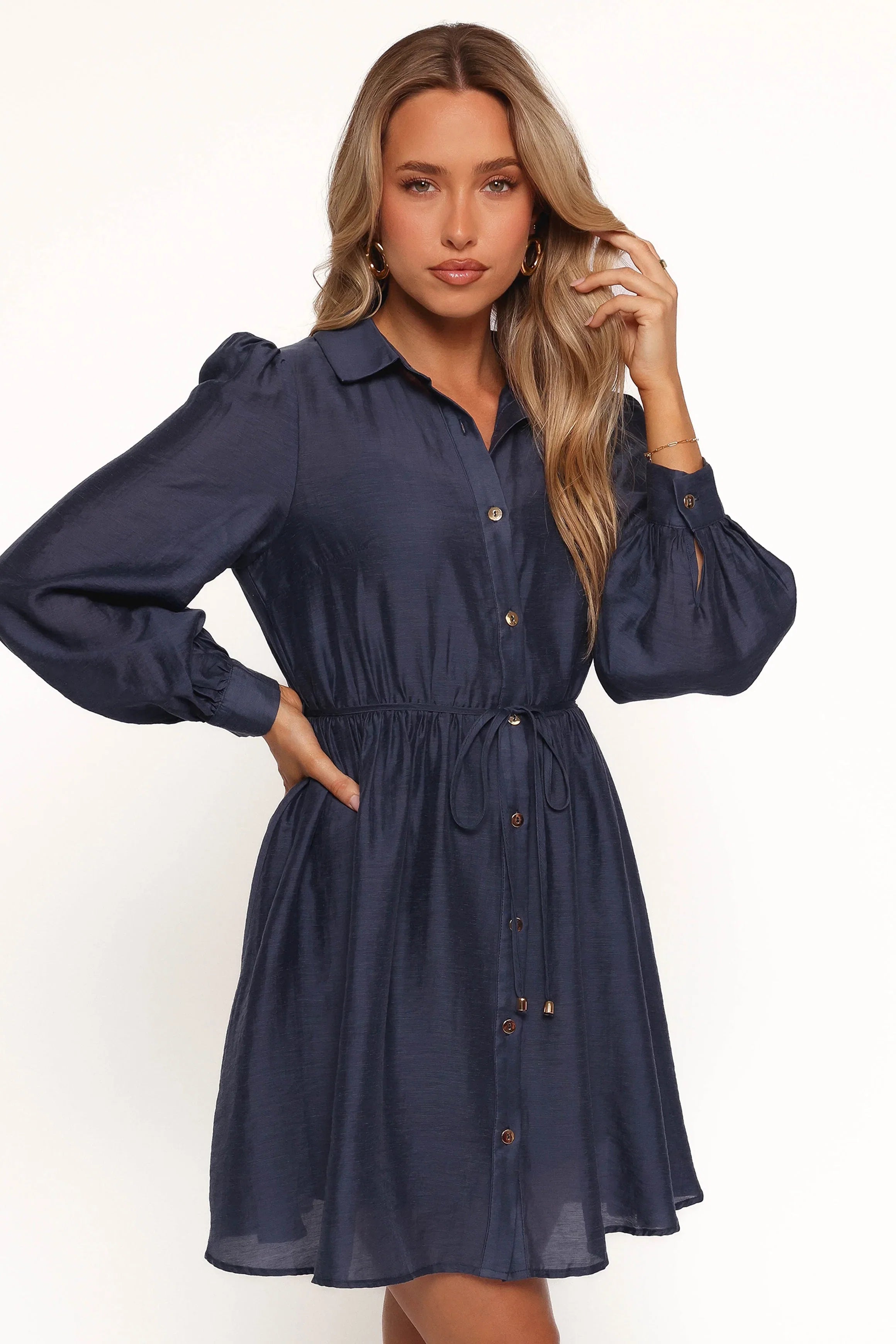 Everett Long Sleeve Mini Dress Navy