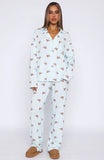 Pillow Talk Printed Long Sleeve Pyjama Set Blueberry Breakfast