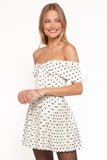 Marlie Off Shoulder Mini Dress Cream Polka Dot