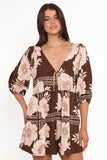 Henley Romper Brown Floral