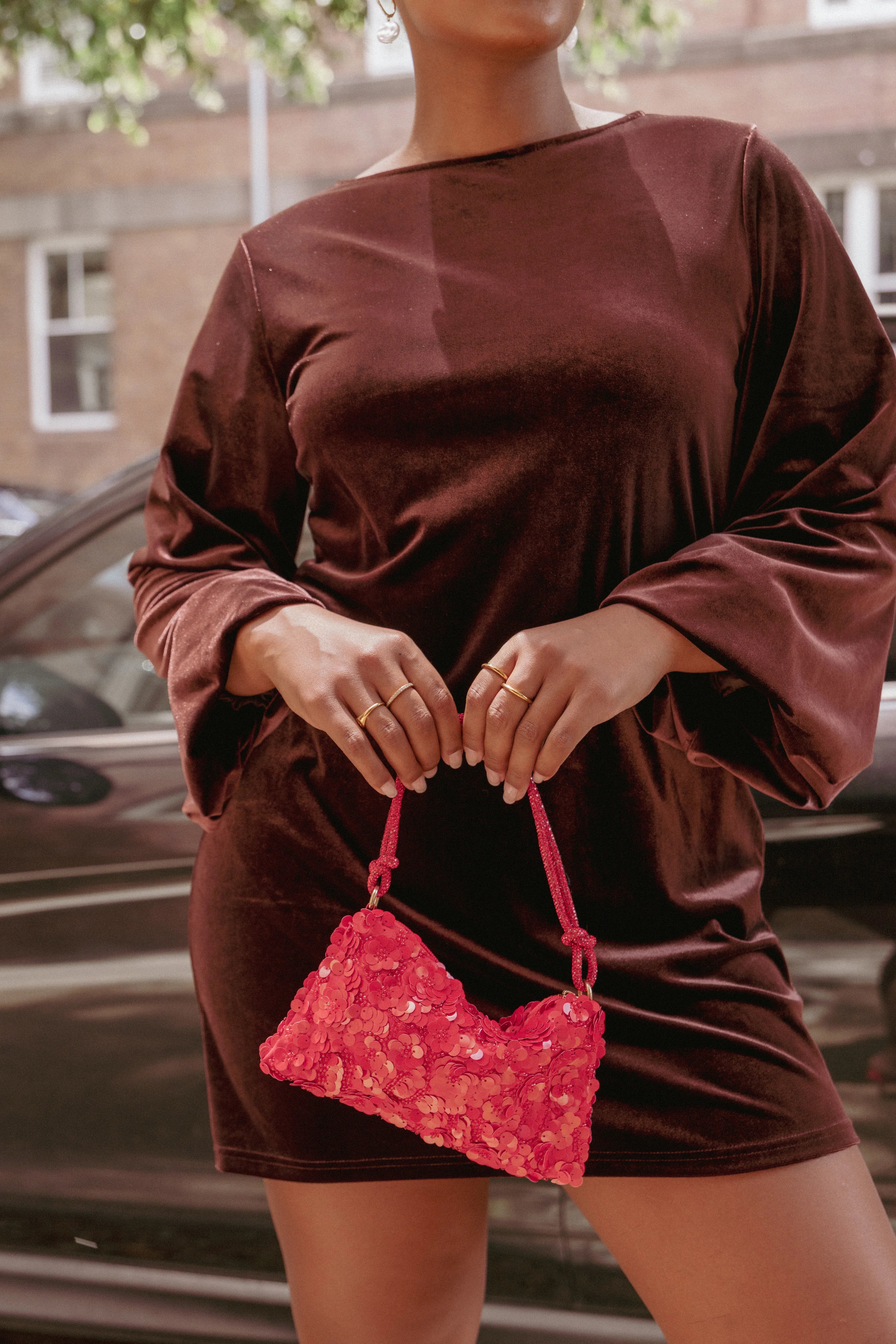 Eliza Sequin Bag Red