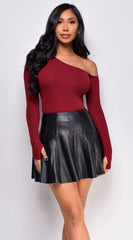 Louisa One Shoulder Top Burgundy