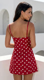 Rosabella Polka Dot Linen Blend Mini Dress Red