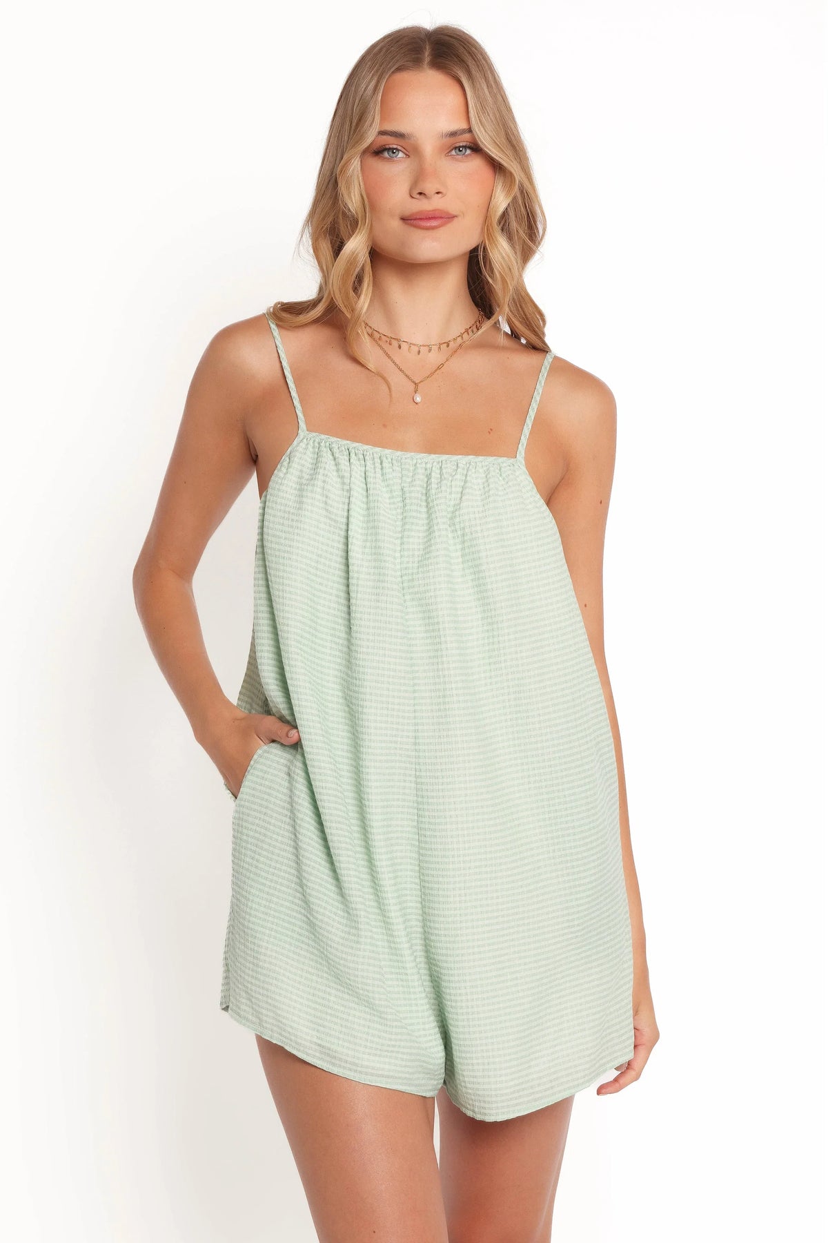 Neva Romper Green Gingham