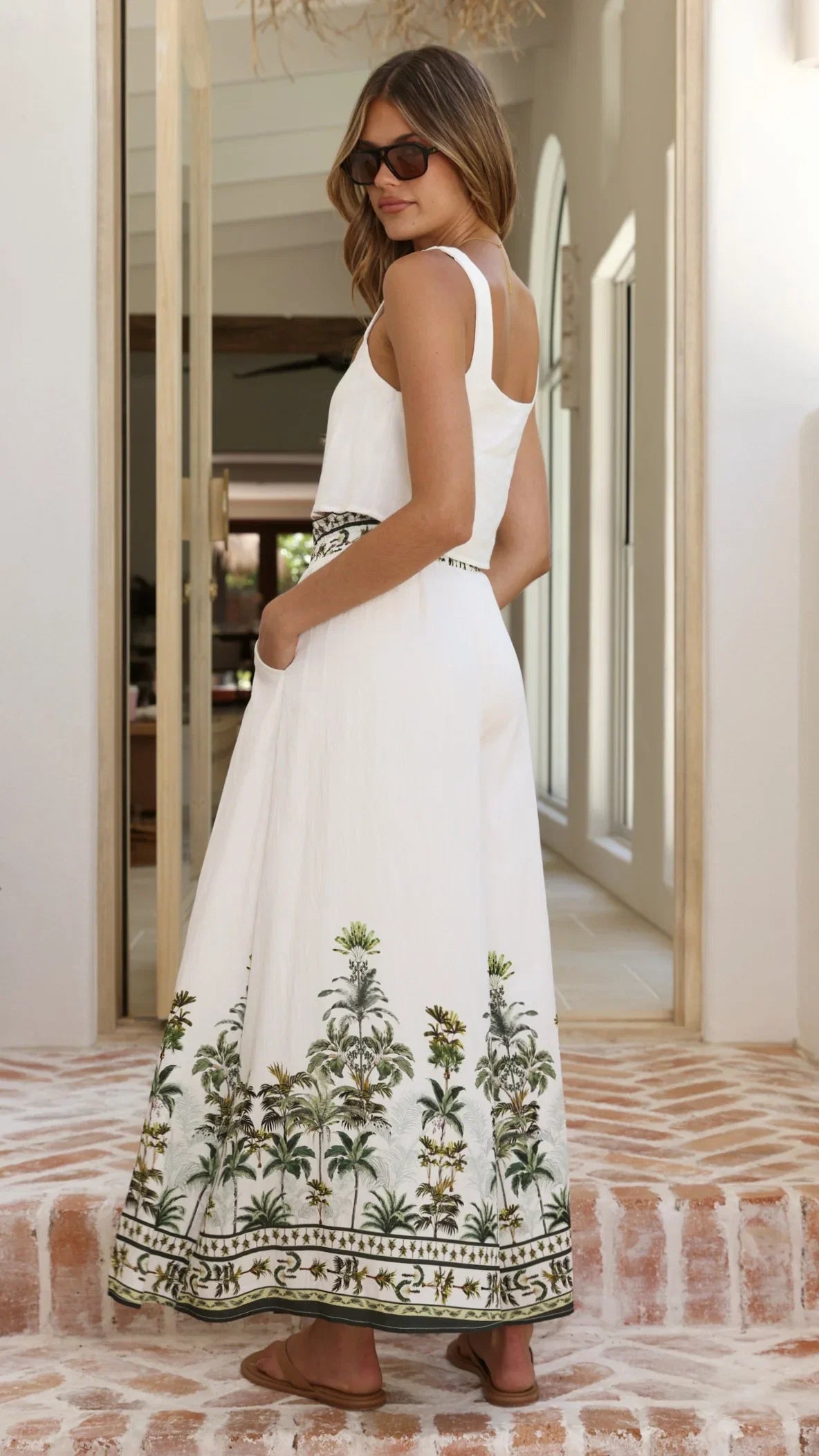 Avery Wide Leg Pants Palm Garden