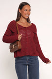 Lyra Large Collar Cardigan Burgundy