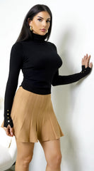 Solana Pleated Mini Skirt Beige