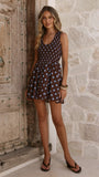 Amira Mini Dress Choc Blue Polka