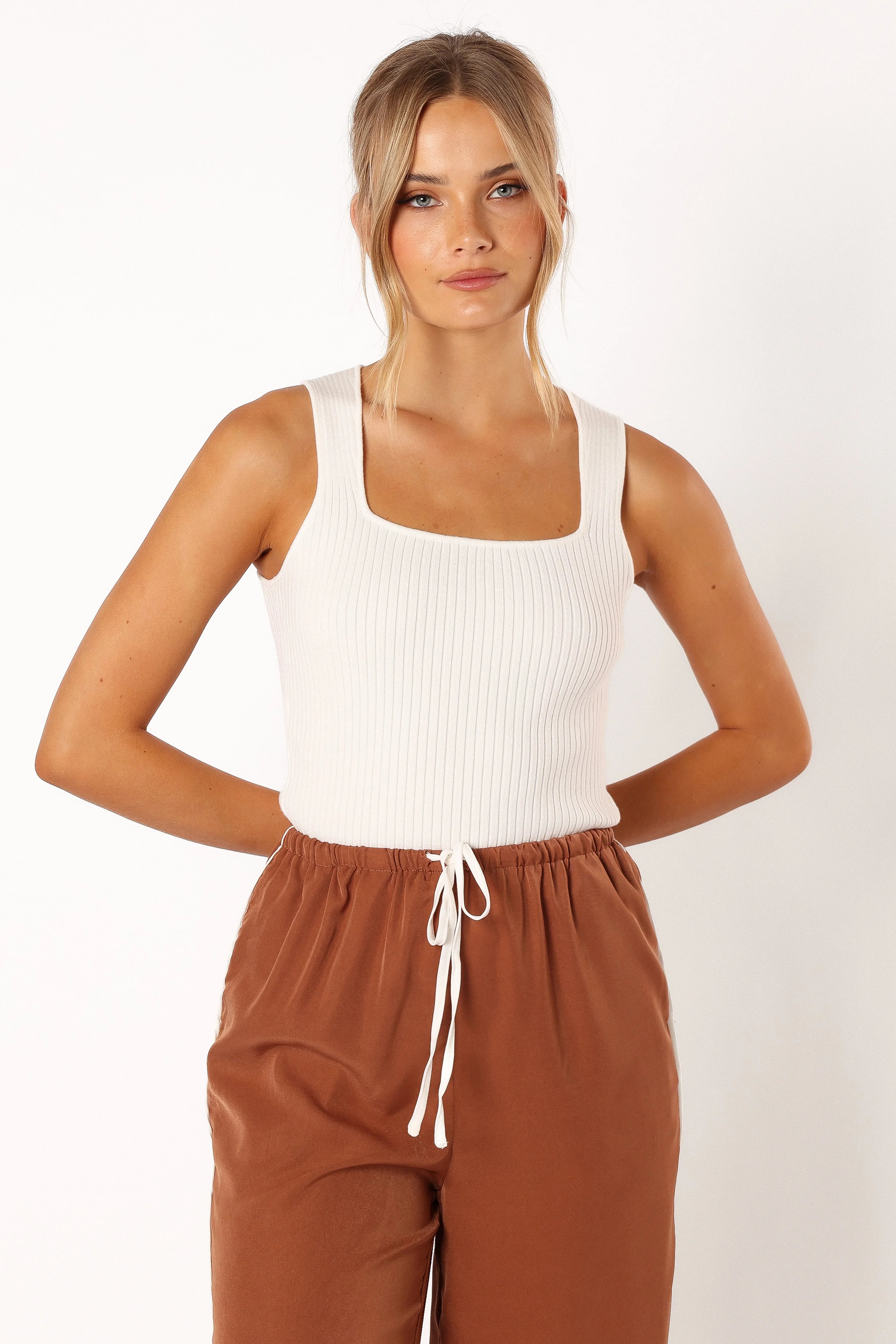 Yara Rib Knit Top White
