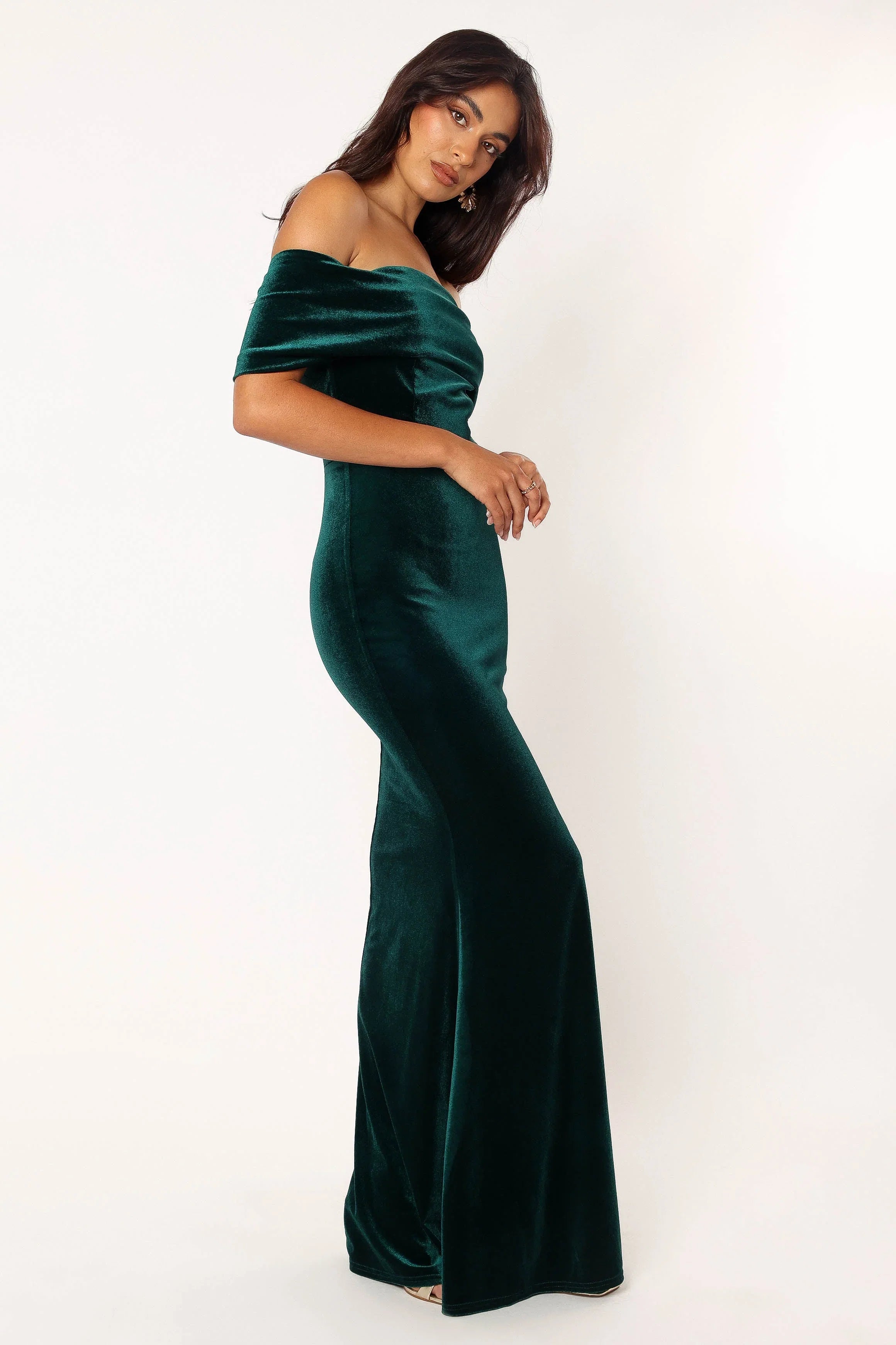 Adair Off Shoulder Maxi Dress Emerald Green