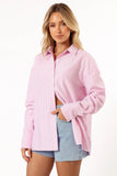 Murphy Button Up Long Sleeve Top Pink Stripe