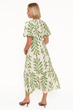 Steele Puff Sleeve Midi Dress Green Palm
