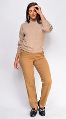 Aspen Twill Slim Fit Cropped Pants Beige