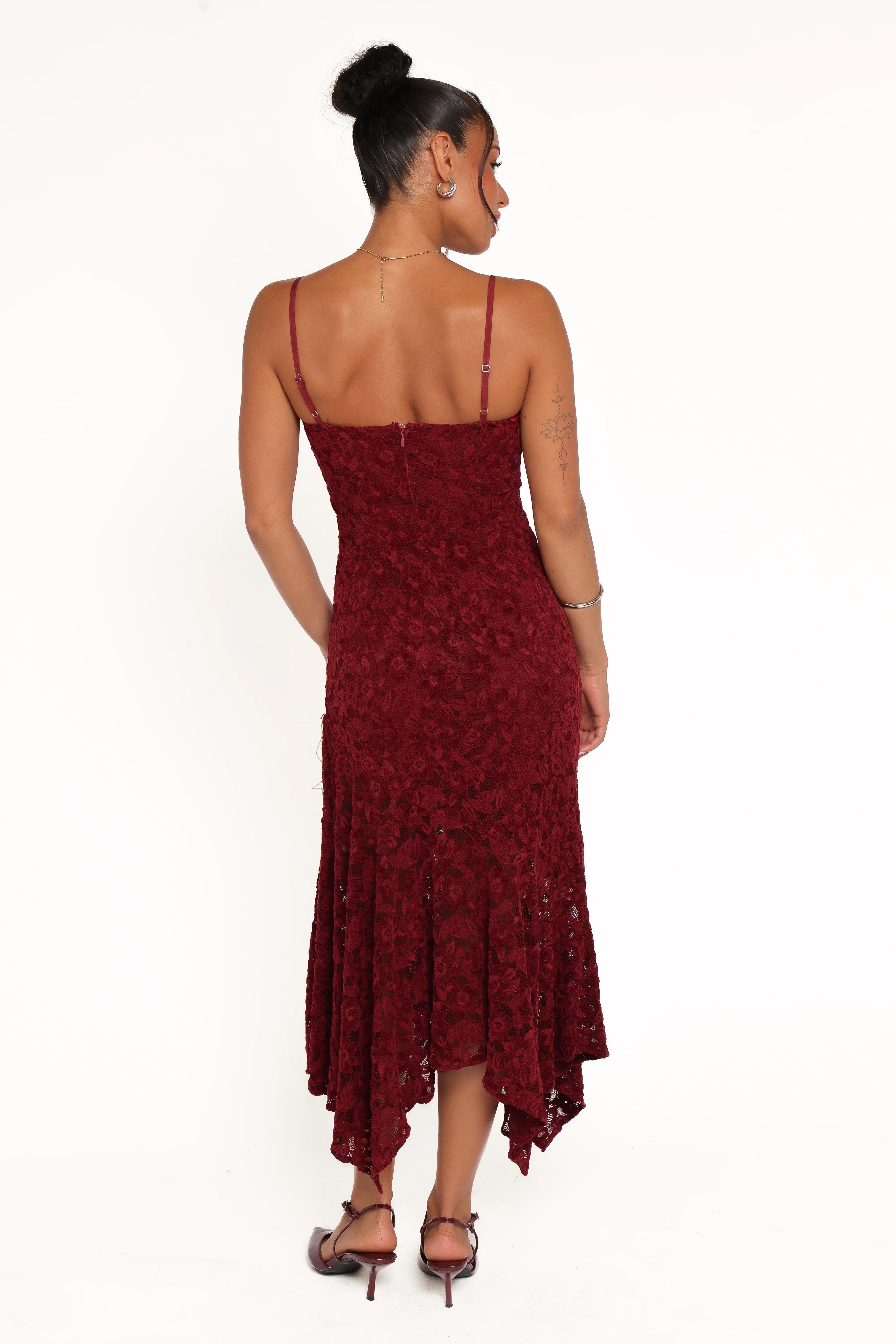 Lorde Midi Dress Burgundy Lace