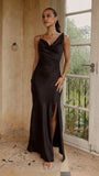 Iris Asymmetrical Maxi Dress Black