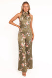 Holly Halterneck Jumpsuit Olive Floral
