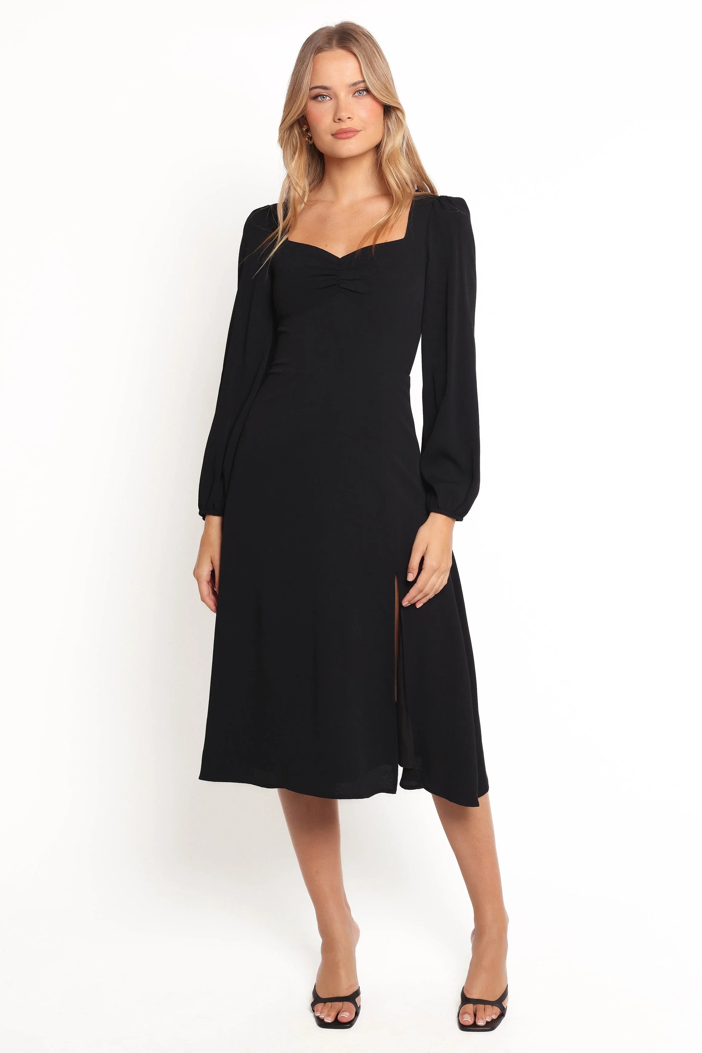 Franklin Long Sleeve Midi Dress Black